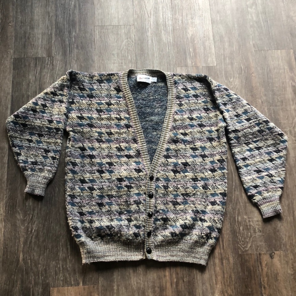 Vintage wool knit grandpa sweater Directions USA